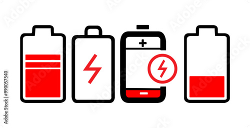Vector Battery icon with vari...