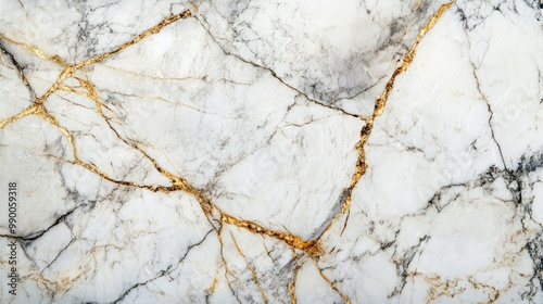 White Marble Texture with Golden Veins: Seamless Background