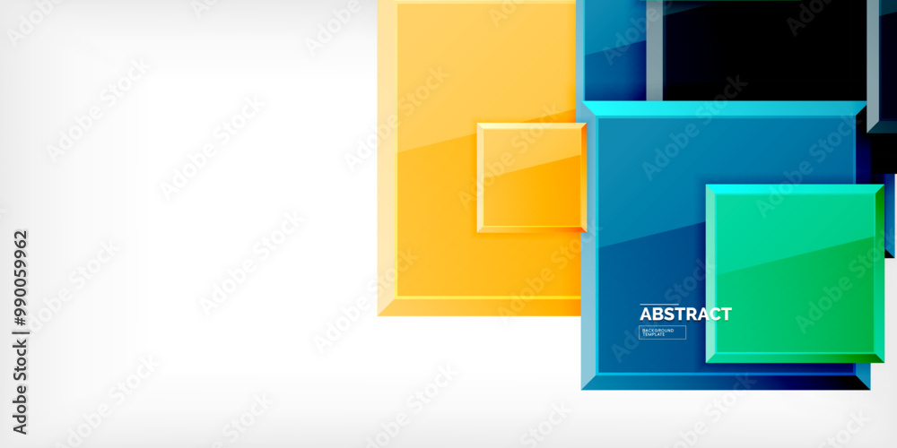 Fototapeta premium Colorful squares with reflections abstract background design. Vector Illustration For Wallpaper, Banner, Background, Card, Book Illustration, landing page