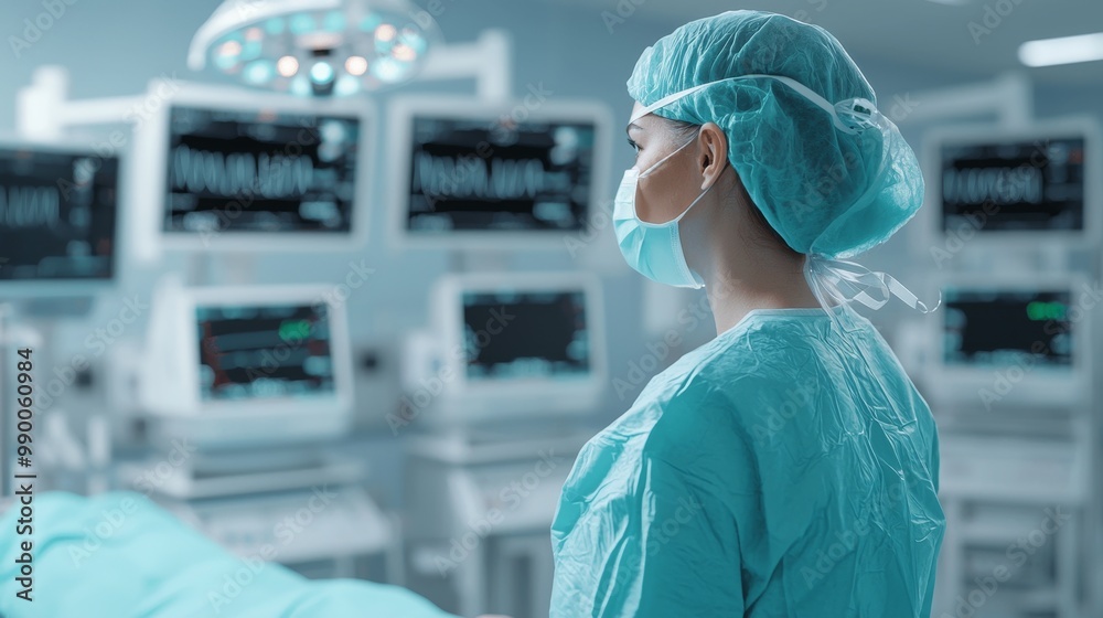 Healthcare Professional in Modern Hospital Setting Emphasizing Environment, Social, and Governance (ESG) Principles Healthcare Professional in Modern Hospital Setting Emphasizing Environment, Social, and Governance (ESG) Principles