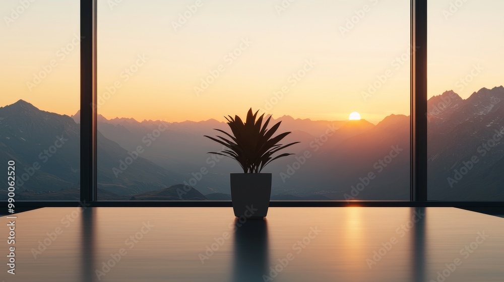 Fototapeta premium Sustainable Business Growth with Environment Social Governance ESG Concept at Sunrise Over Mountain Landscape