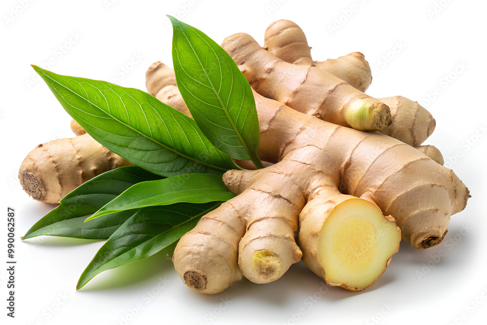 Fresh ginger root on isolate white background, Clipping path Fresh ginger root on isolate white background, Clipping path