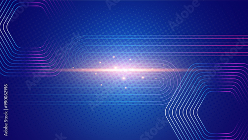 Abstract glowing circle lines on dark blue background. Geometric stripe line art design. Modern shiny blue lines. Futuristic technology concept. Suit for poster, cover, banner, brochure, website