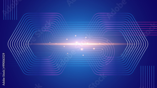 Abstract glowing circle lines on dark blue background. Geometric stripe line art design. Modern shiny blue lines. Futuristic technology concept. Suit for poster, cover, banner, brochure, website