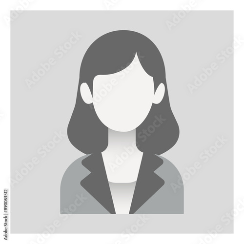 Faceless female avatar. Default placeholder for woman portrait. no photo avatar. Woman gray color