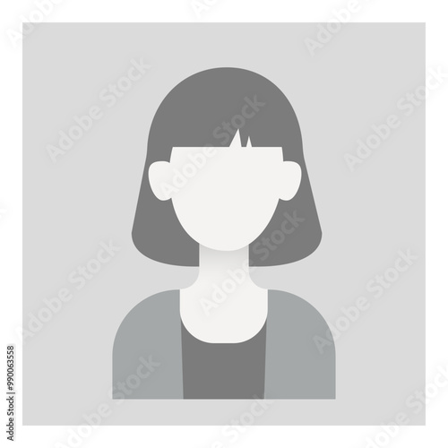 Default avatar profile icon. Grey photo placeholder. female no photo images for unfilled user profile for social networks, social media, resume, forums and dating sites. Greyscale.