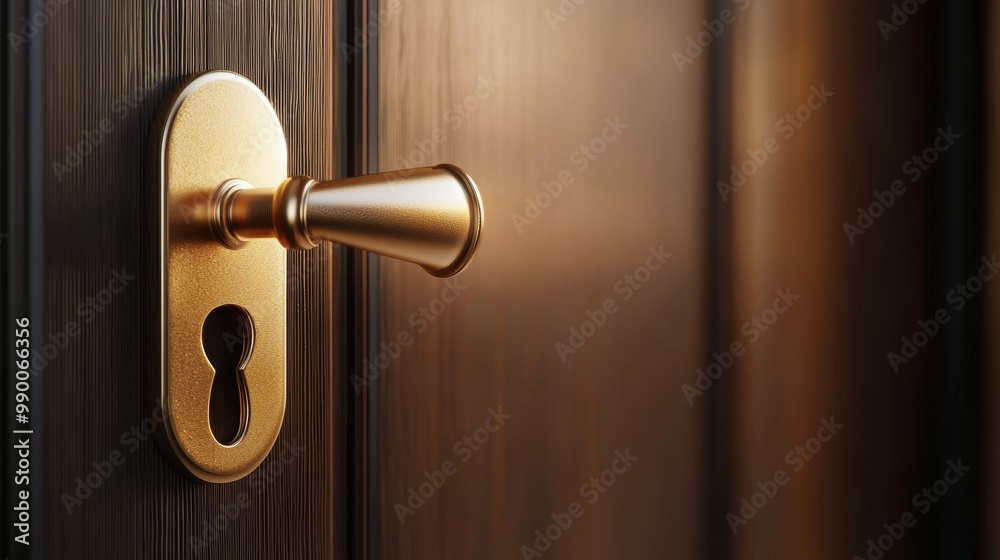 Gold door handle with keyhole symbolizing secrecy A close-up of a gold door handle and keyhole on a wooden door, representing the concept of secrets, privacy, and hidden access Gold door handle with keyhole symbolizing secrecy A close-up of a gold door handle and keyhole on a wooden door, representing the concept of secrets, privacy, and hidden access