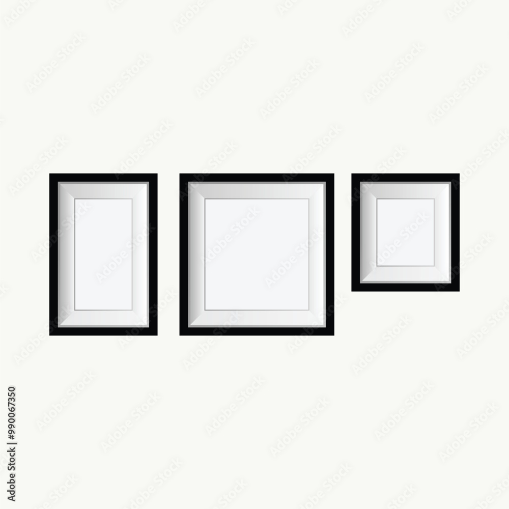 Isolated against a wall, a blank picture frame template set Isolated against a wall, a blank picture frame template set