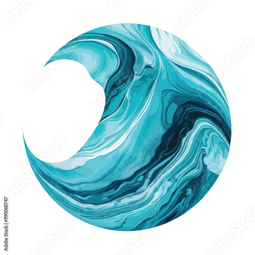 Abstract aquamarine marble wave texture in vector illustration. Cascading aquamarine marble
isolated on white with clipping path