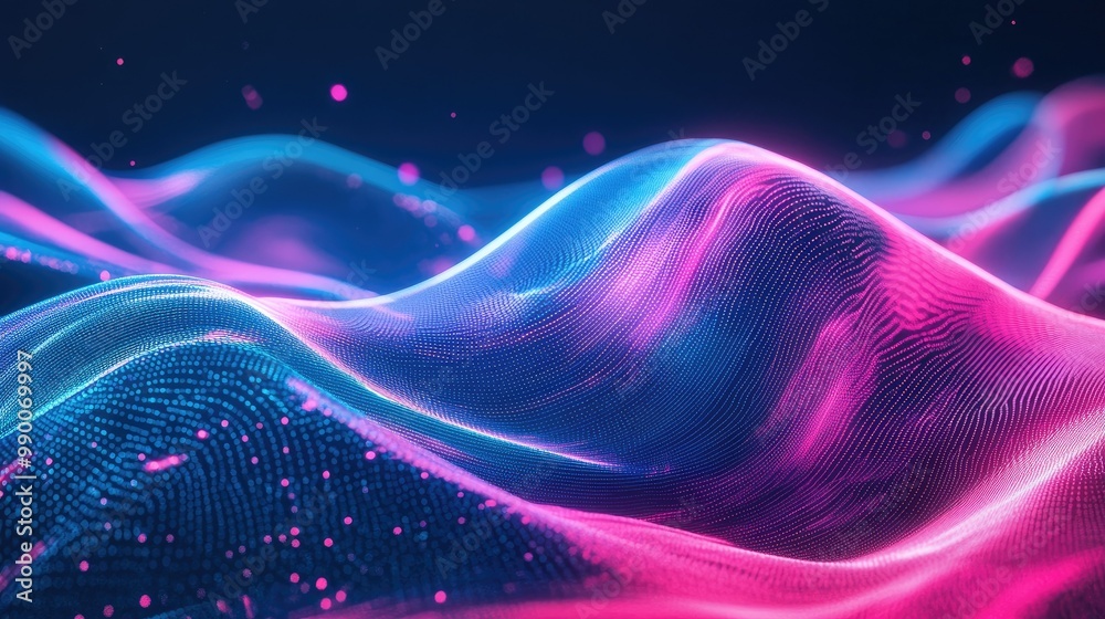 Flowing neon waves in blue and pink hues, creating an abstract digital background with a futuristic glow. Flowing neon waves in blue and pink hues, creating an abstract digital background with a futuristic glow.