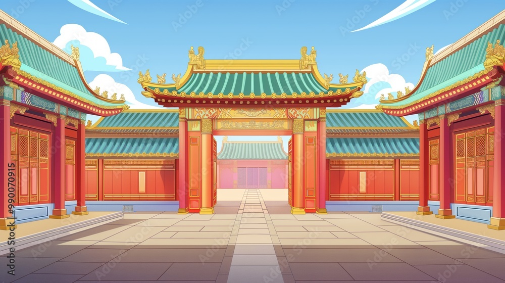 Fototapeta premium anime background of the kingdom 's palace with fresh air