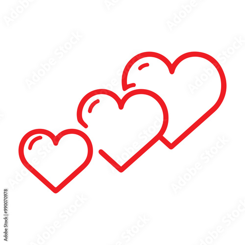Red and black heart vector icons. Vector hearts for valentine day. Heart symbol. Heart sign.