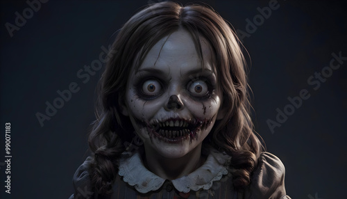 Creepy Doll with Blood and Stained Dress.