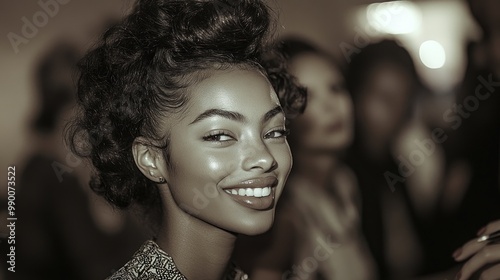 Smiling Woman with Curly Hair