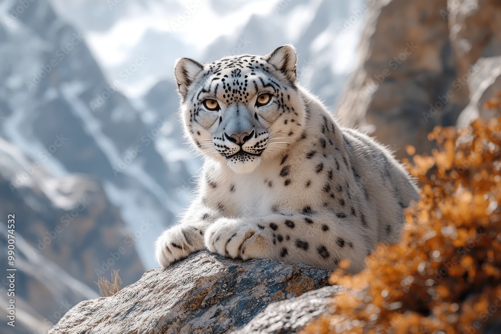 Fototapeta premium Snow Leopard in the Mountains
