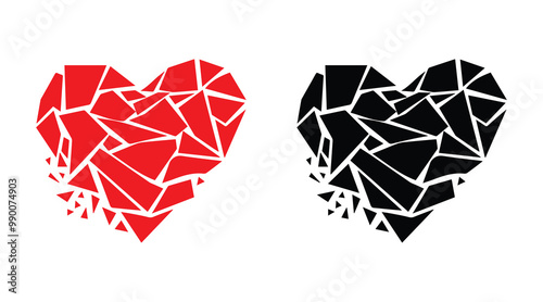 Red and black heart vector icons. Vector hearts for valentine day. Heart symbol. Heart sign.