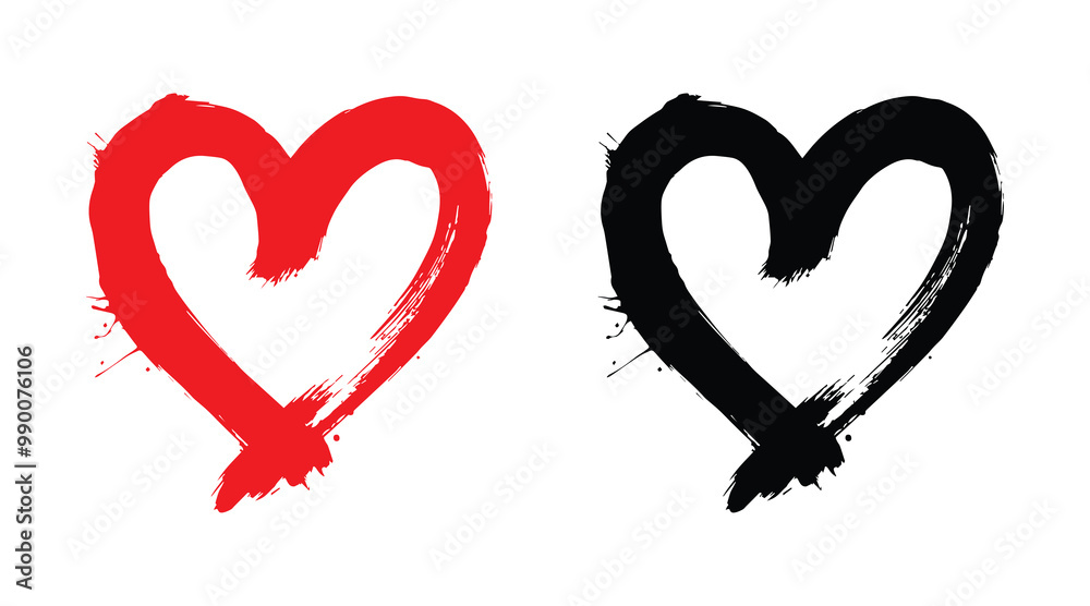 Red and black heart vector icons. Vector hearts for valentine day. Heart symbol. Heart sign. Red and black heart vector icons. Vector hearts for valentine day. Heart symbol. Heart sign.