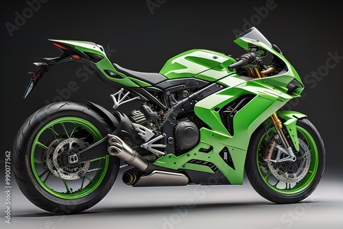 Modern powerful sports motorcycle on a colorful background. ai generative