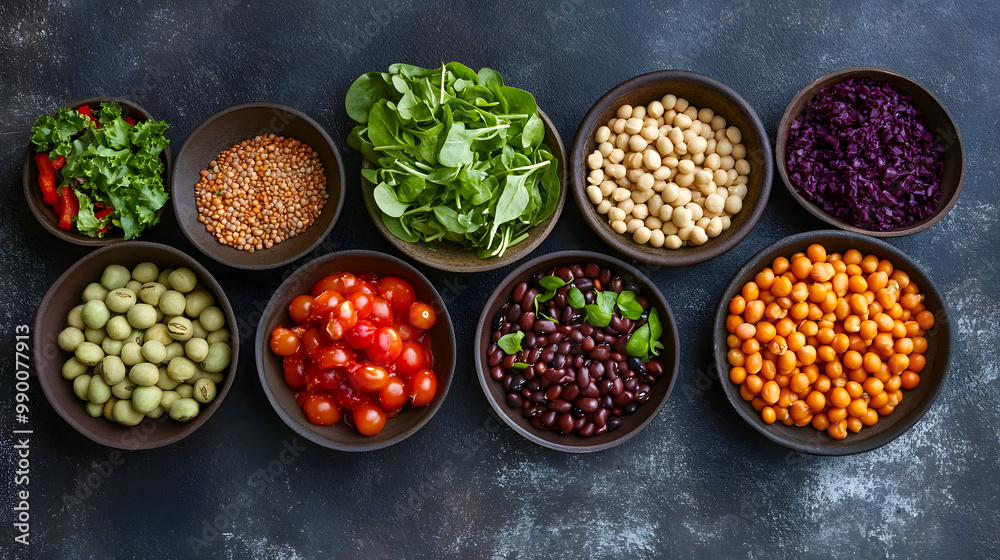 Fresh Vegetables and Legumes on Dark Background Fresh Vegetables and Legumes on Dark Background