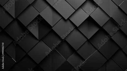 Modern 3D black diamond pattern on a dark background, forming an abstract textured wallpaper design.