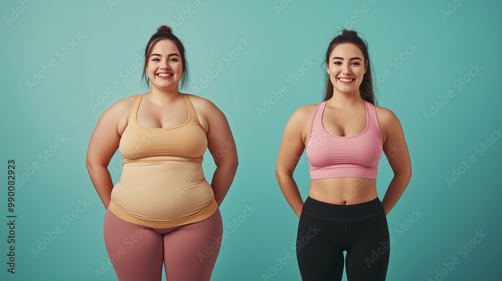 Body Transformation Before and After, Smiling Women, Health and Fitness Journey, Weight Loss Progress