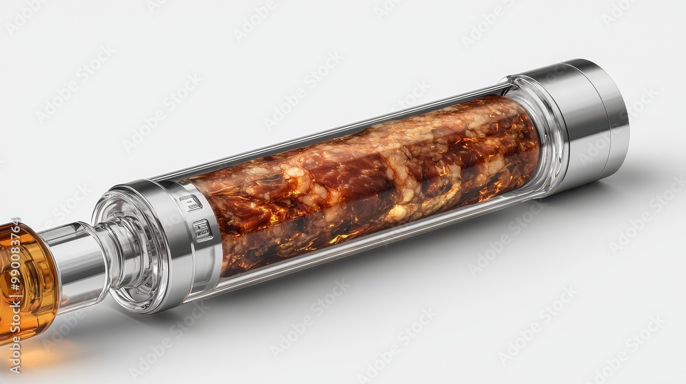 Glass Tube with Brown Liquid and Metal Cap Glass Tube with Brown Liquid and Metal Cap