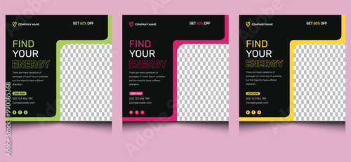 Simple elegant minimalist black background creative modern corporate abstract company business fitness gym yoga sports ads web advertising social media banner post design template.