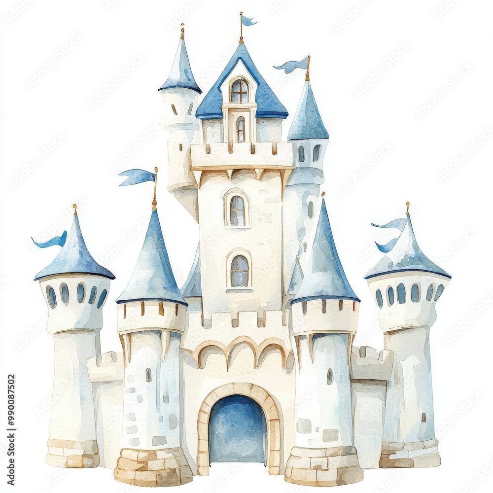 custom made wallpaper toronto digitalbeautiful farytale castle - nursery watercolor drawing on white background