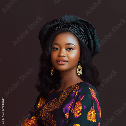 High resolution portrait of an elegant lady in Nigerian Outfit