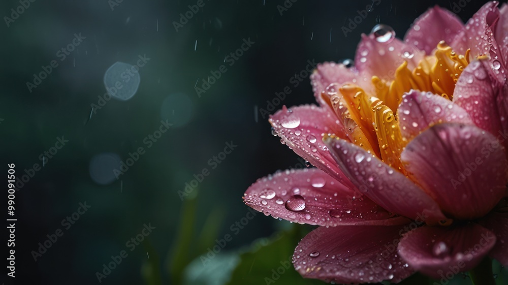 Pink Water Lily in Rain Pink Water Lily in Rain