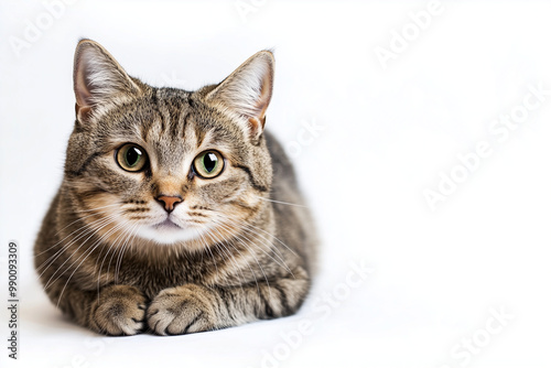 Tabby Cat Lying Down A relaxed tabby cat lying down with a calm demeanor