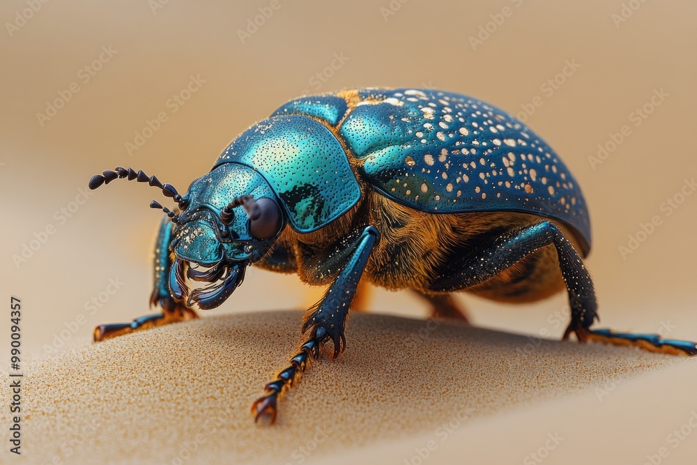 Naklejka premium Close Up of a Blue Beetle