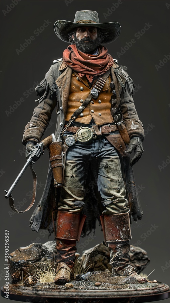 Gritty Cowboy Portrait: A Wild West Figure in Digital Art Gritty Cowboy Portrait: A Wild West Figure in Digital Art