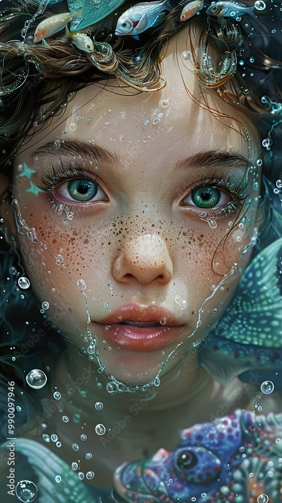 Enchanted Underwater Portrait: A Girl and Her Fish Friends Enchanted Underwater Portrait: A Girl and Her Fish Friends