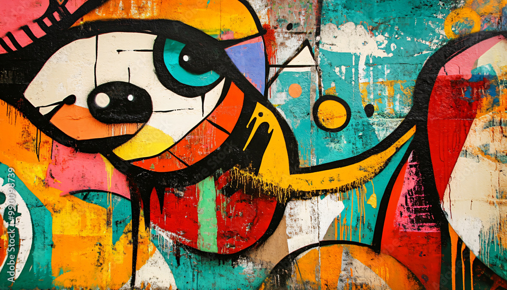A graffiti-covered urban wall, showcasing vibrant colors, bold lines, and an edgy, artistic vibe A graffiti-covered urban wall, showcasing vibrant colors, bold lines, and an edgy, artistic vibe