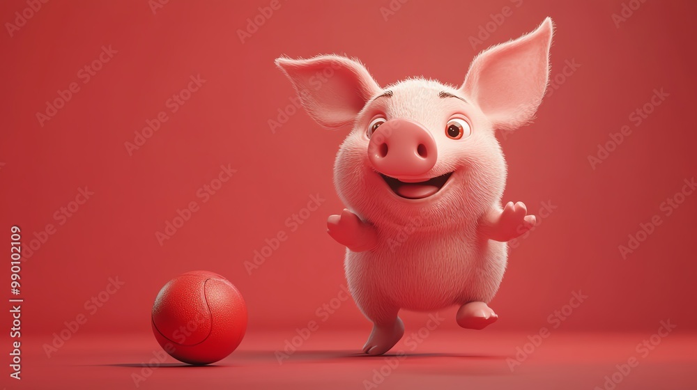 Pig playing dodgeball, dodging balls with quick movements, energetic and fun, cartoon style Pig playing dodgeball, dodging balls with quick movements, energetic and fun, cartoon style