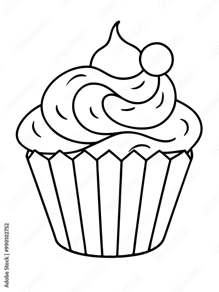 line art of a cupcake with cream vector illustration line art of a cupcake with cream vector illustration