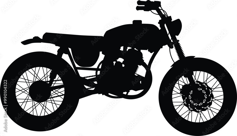 Fototapeta premium Tracker style motorcycle side view silhouette illustration