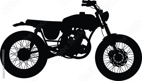 Tracker style motorcycle side view silhouette illustration photo