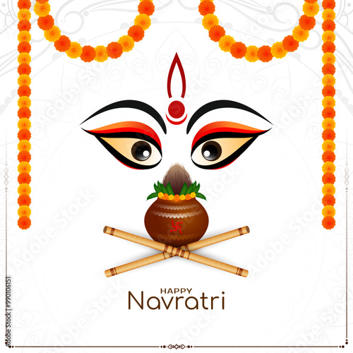 Traditional Happy Durga puja and Navratri religious festival background