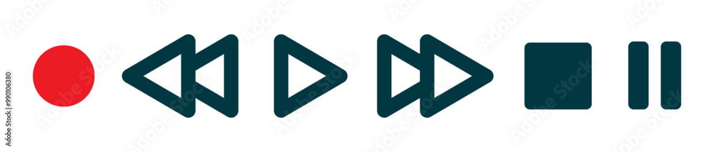 Cassette deck buttons symbol. SVG File. Can change color