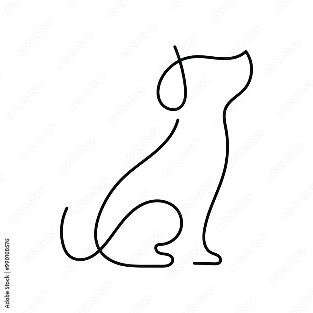 Playful dog in continuous line art drawing Playful dog in continuous line art drawing