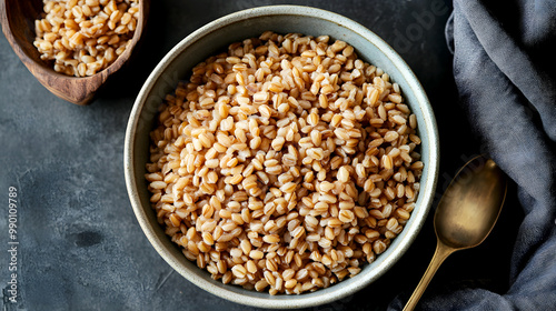 Cooked Farro with Chewy Texture and Nutty Flavor