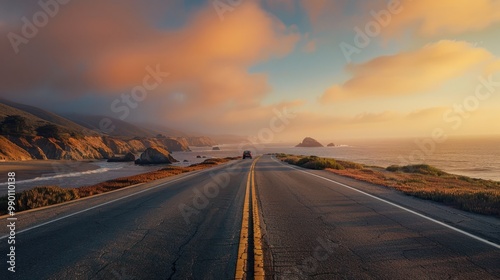 Scenic Coastal Highway at Sunset