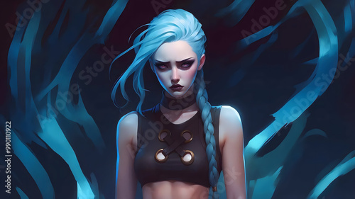 An digital fanart of Jinx that I hope you like, as I spent a lot of time creating it.
 photo