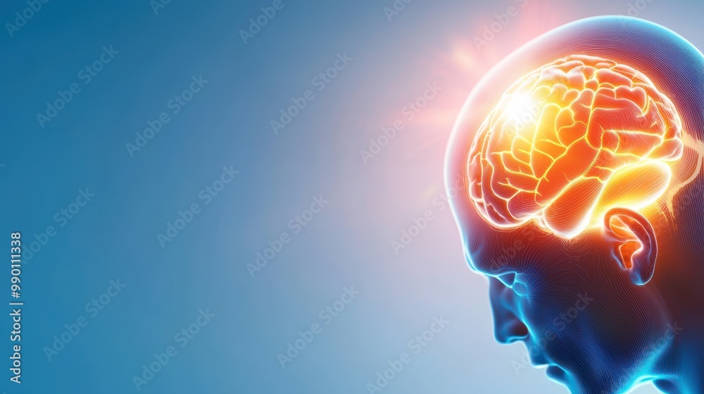 Abstract Concept of Human Brain with Light Effects Abstract Concept of Human Brain with Light Effects