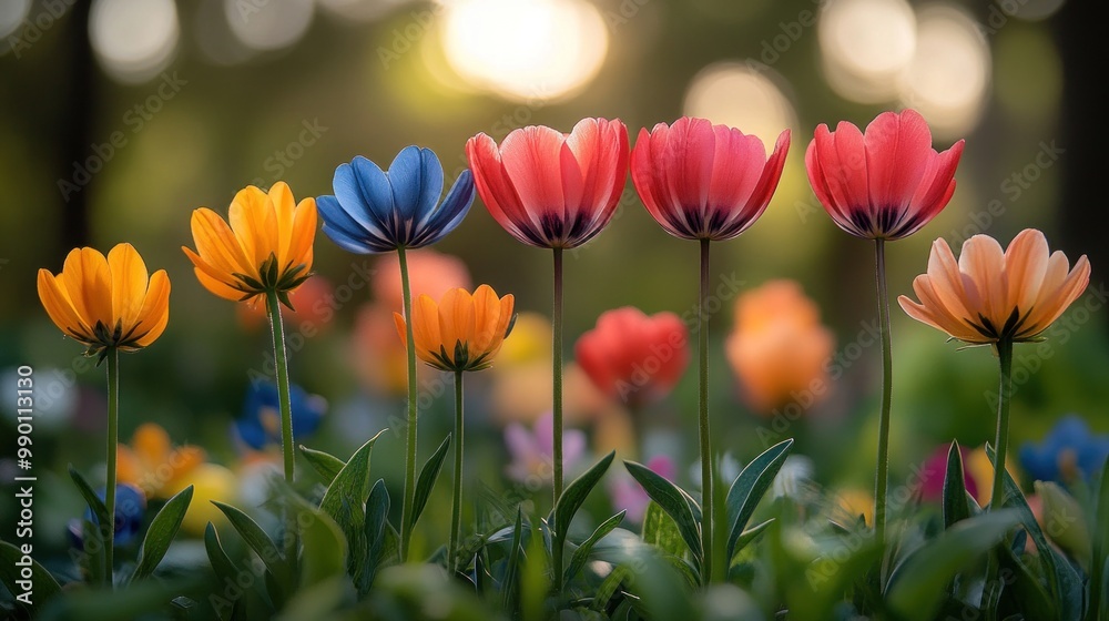 Colorful Tulips in a Field Colorful Tulips in a Field