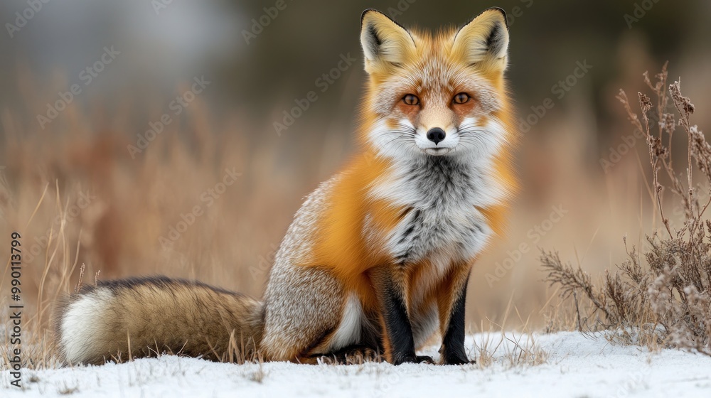 Red Fox Sitting in the Snow Red Fox Sitting in the Snow