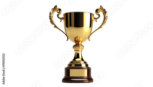 One simple golden trophy cup (with transparent background) PNG with alpha channel. 1つのシンプルなゴールデン トロフィー カップ(背景透過)アルファチャンネル付PNG	