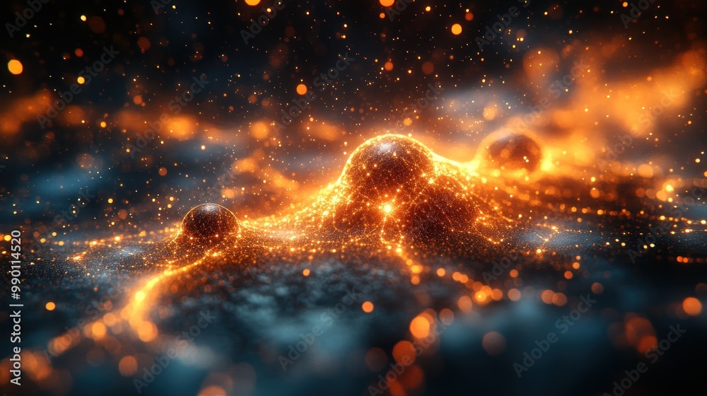 Fototapeta premium Abstract Glowing Sphere and Particles